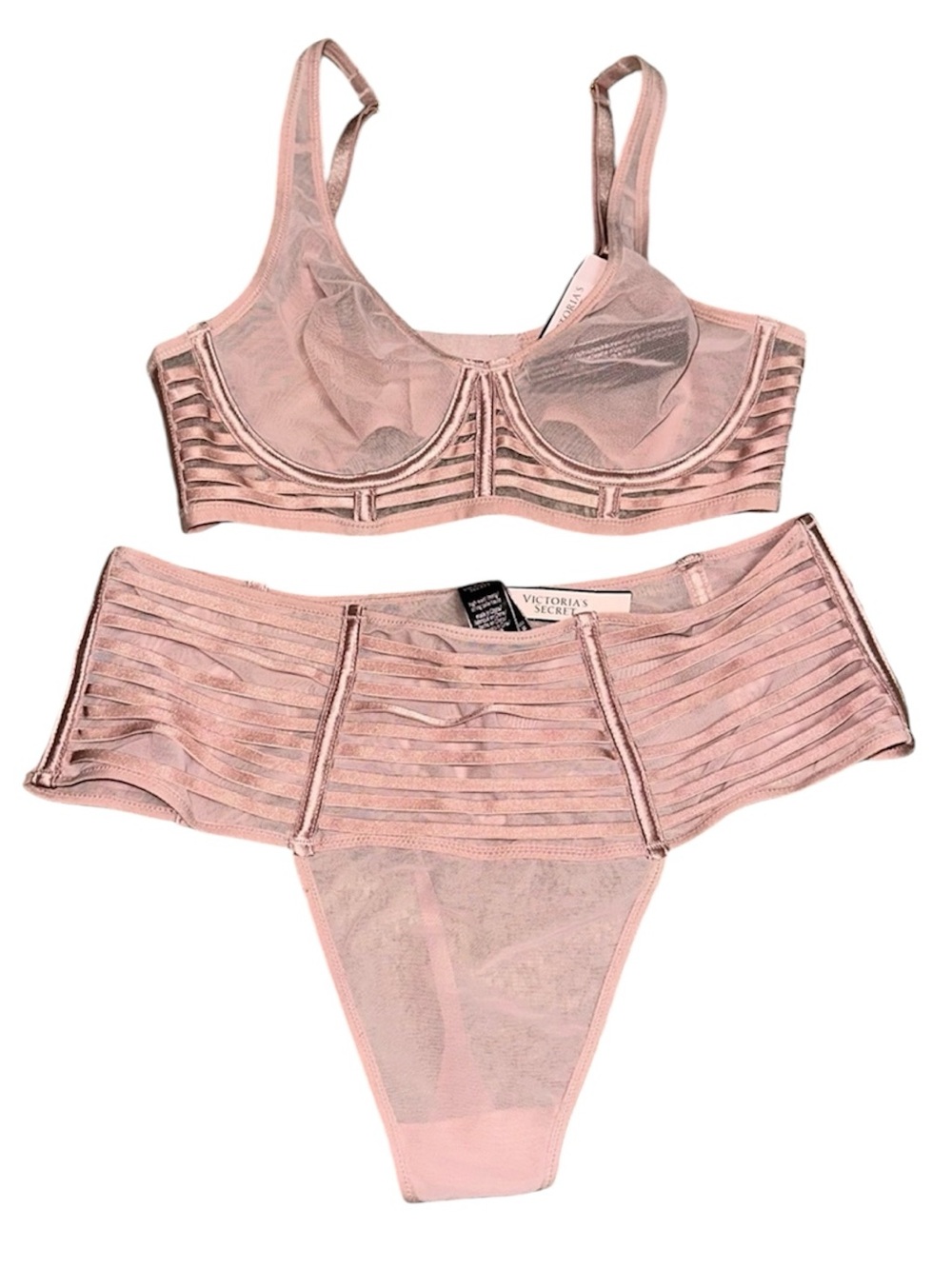 PINK VICTORIA’S SECRET Sheer Bralette & High-Waist Thong